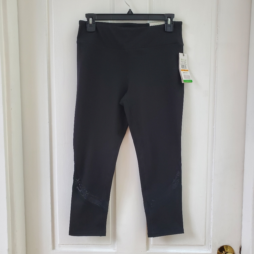 NWT GAIAM Om Mesh Yoga Capri Leggings, Sz M